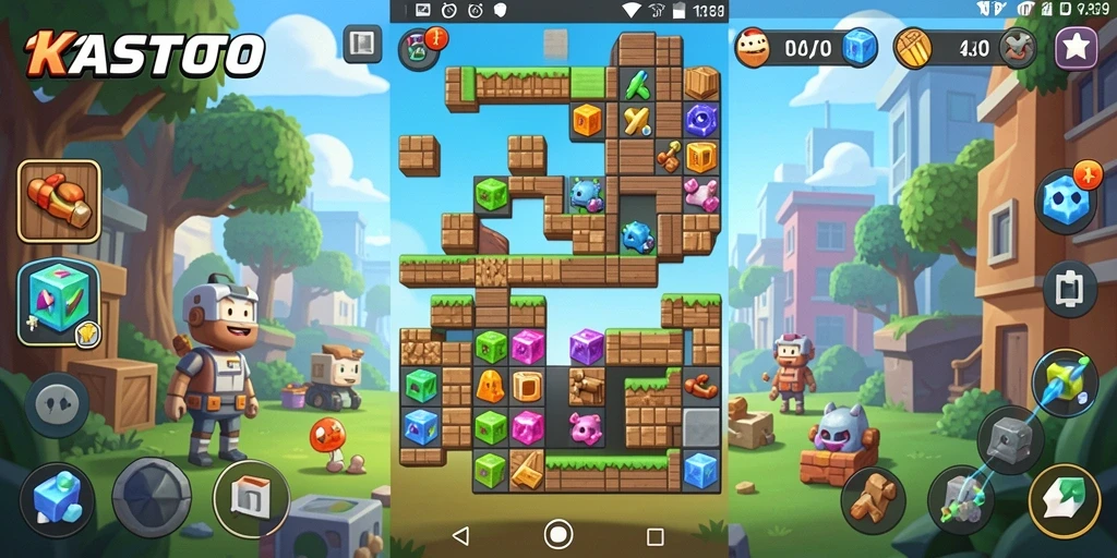 Tampilan gameplay KASTOTO dengan berbagai tantangan puzzle yang menarik.