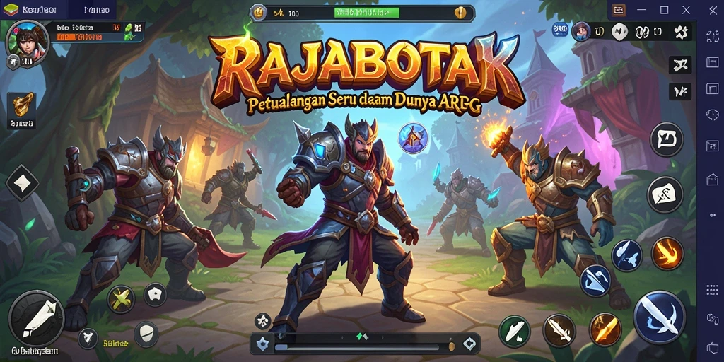 Menampilkan aksi seru dalam pertempuran ARPG RAJABOTAK.
