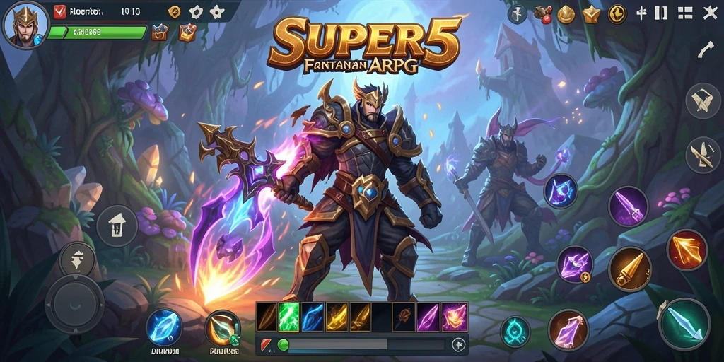 Tampilan gameplay seru dari SUPER5 dengan aksi ARPG yang menantang.
