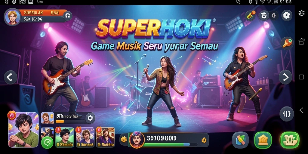 Gameplay SUPERHOKI yang menampilkan keseruan musik.
